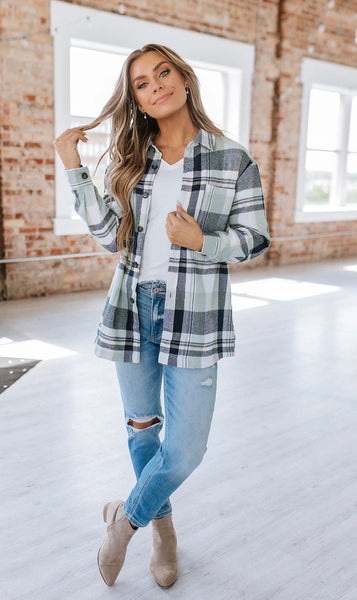 Emma Grey & Green Plaid Button Down