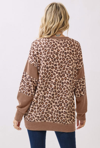 Chestnut Ribbed Leopard Top