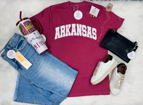 Comfort Colors Crimson Arkansas Tee