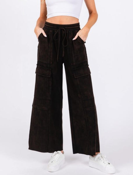 Mineral Washed Cargo Pant Black