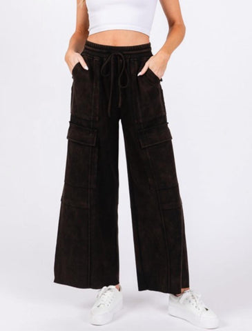 Mineral Washed Cargo Pant Black