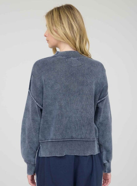 Acid Wash Sweater Pullover Midnight
