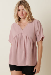 Airflow V Neck Babydoll Top Rose