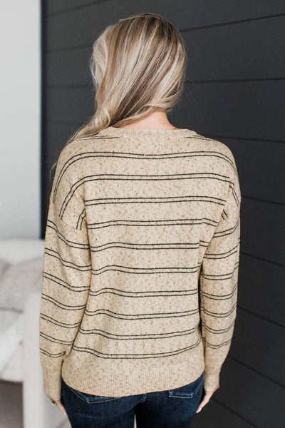 Oatmeal Beige Sprinkle Stripe Sweater