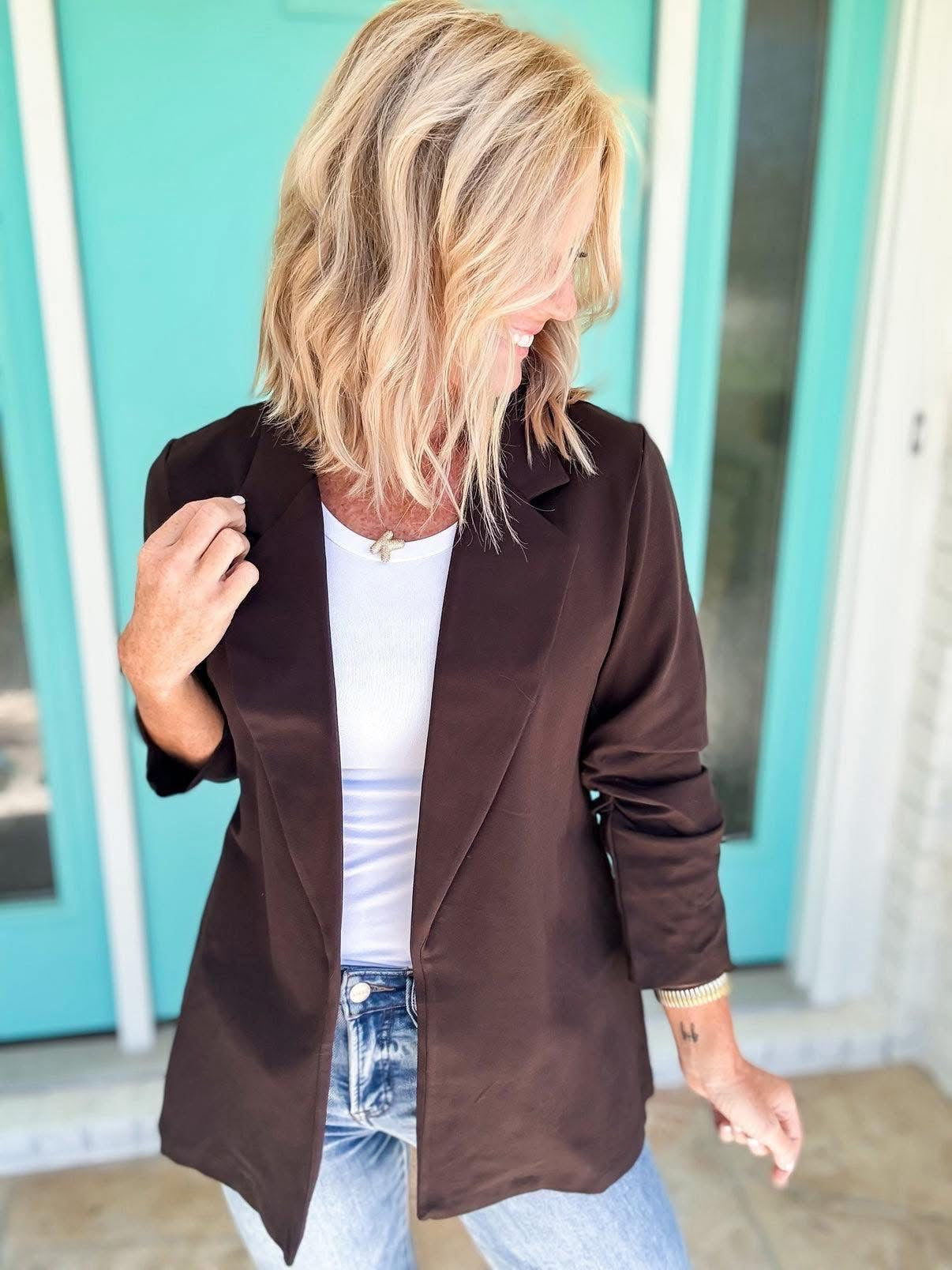 Classic Solid Blazer Chocolate