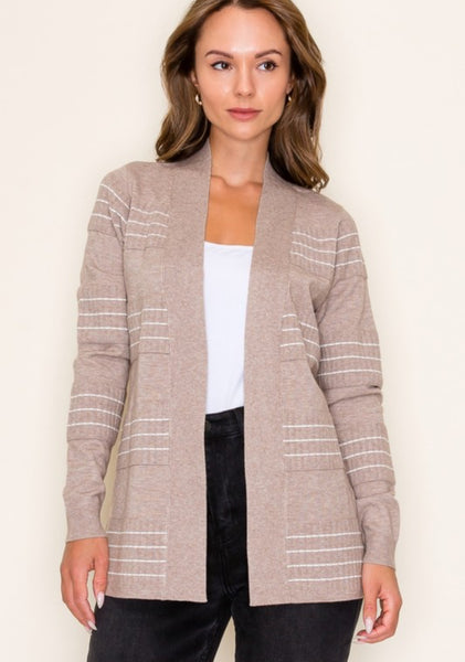 Stitch Stripe All Weather Cardigan Mocha