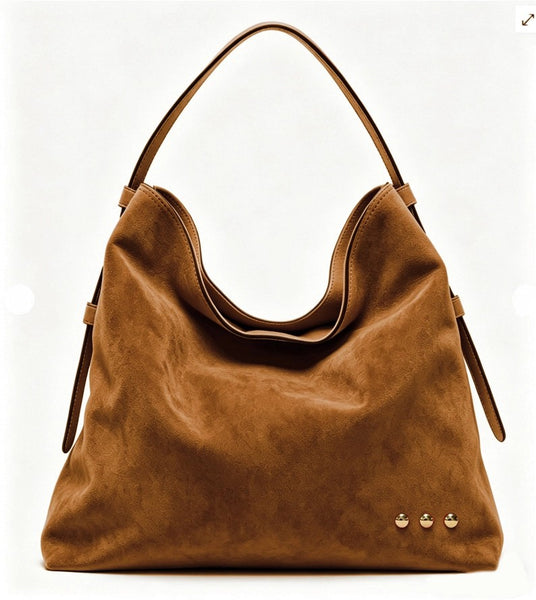 Evie Suede Hobo Shoulder Bag Camel