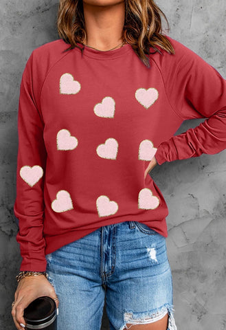 Gracie Heart Glitter Chenille Patch Sweatshirt