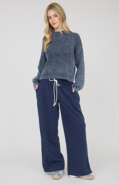 Acid Wash Sweater Pullover Midnight