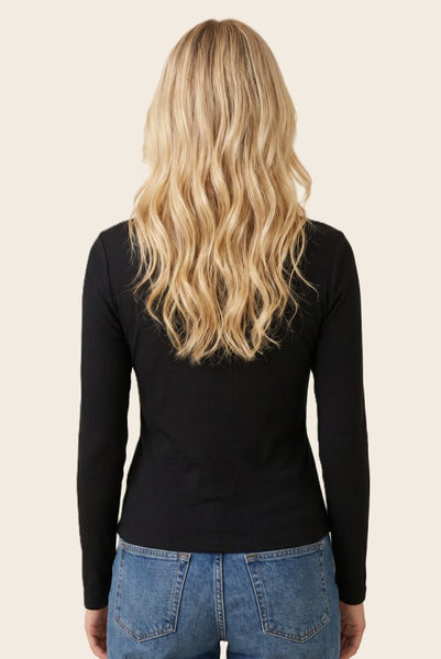 Basic Ribbed Layering Tee Black