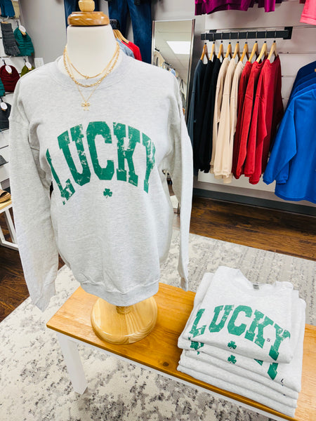 Lucky Premium Graphic Sweatshirt Ash Grey