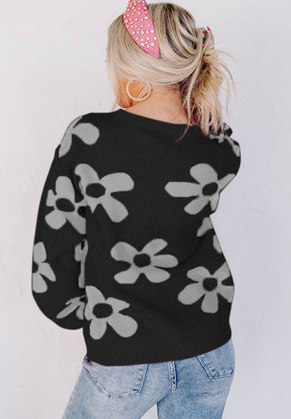 Black Sweet Daisy Floral Sweater