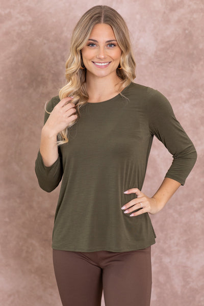 Dear Scarlett Solid Essential Top Olive
