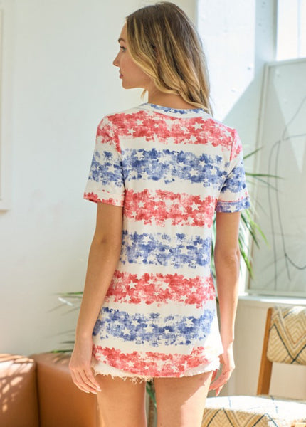 Stars & Stripes V Neck Top