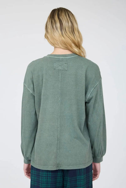 Washed Crew Long Sleeve Tee Sage