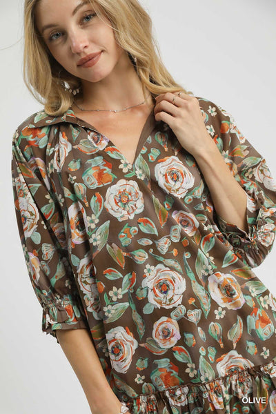 UMGEE Floral Drop Waist Dress