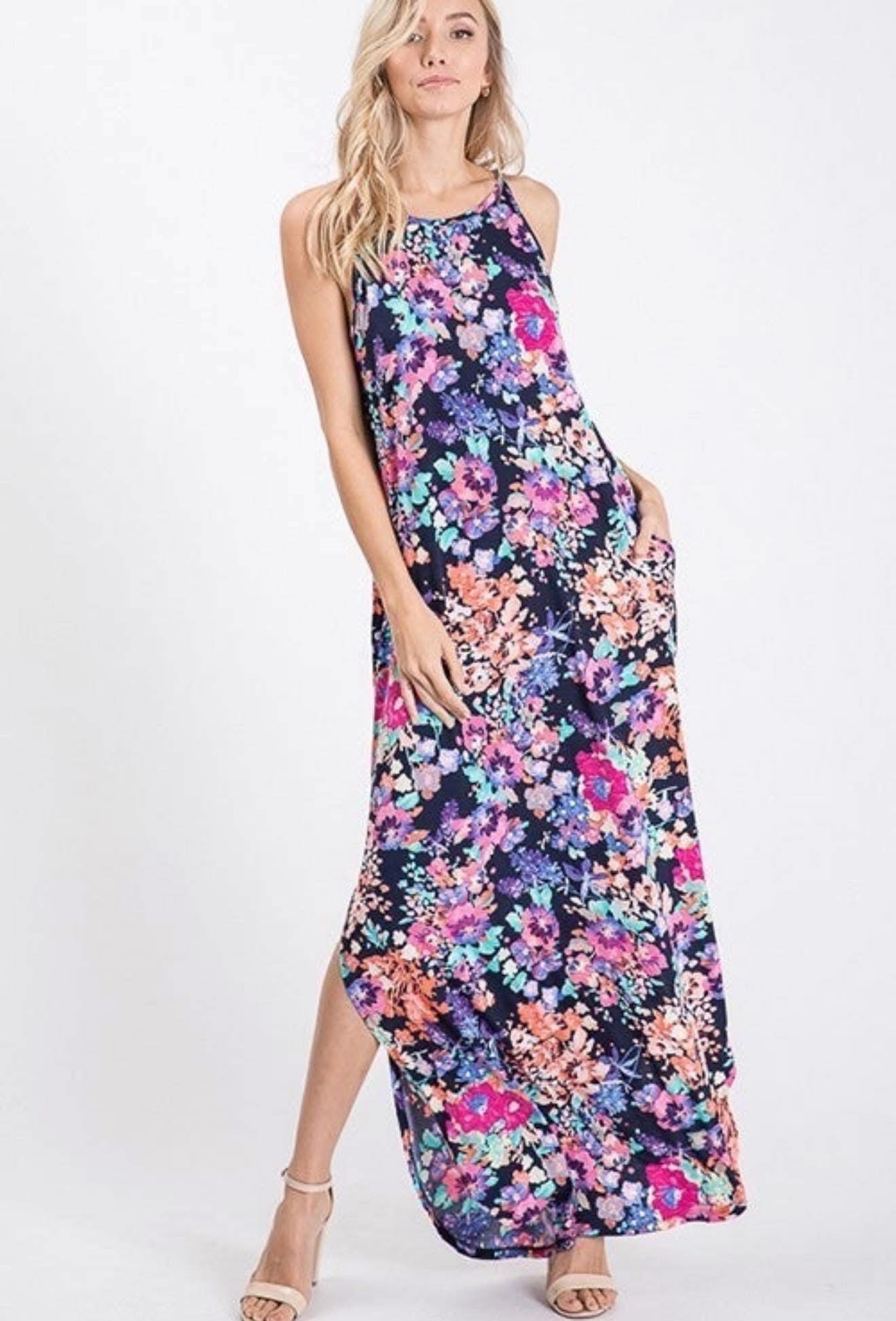 Seaside Floral Maxi Dress