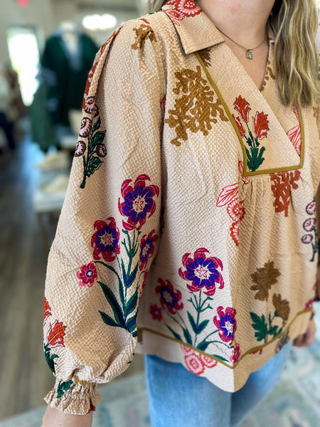 UMGEE Bloom Floral Textured Top