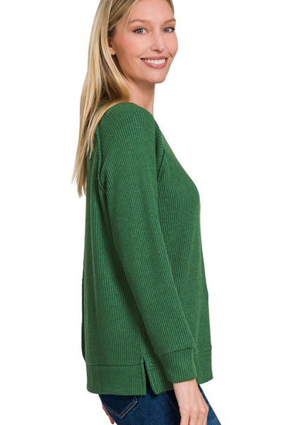 Crew Neck Raglan Sweater Dark Green