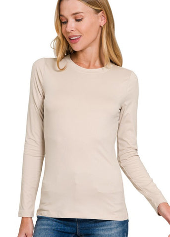Long Sleeve Essential Layering Tee Beige