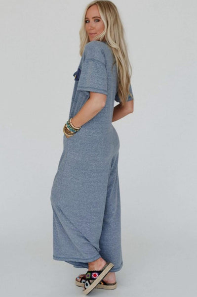 Jodi Denim Blue Short Sleeve Jumpsuit