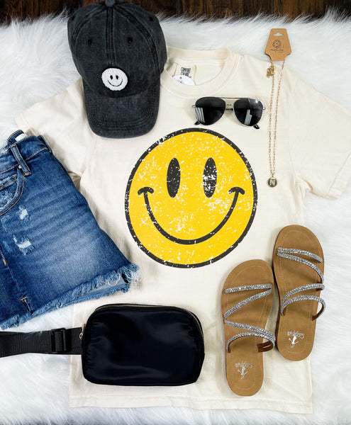 Distressed Smiley Tee Comfort Colors