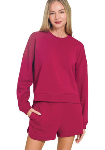 Scuba Sweatshirt & Shorts SET Wine Red