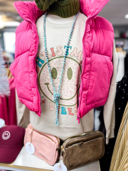 Hot Pink Cropped Puffer Vest