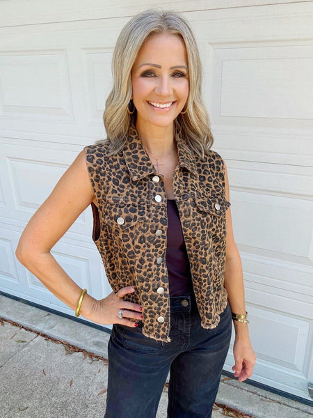 Leopard Denim Vest