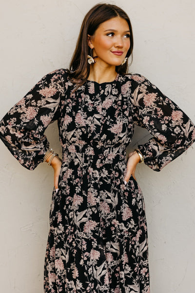 Stevie Black Floral Maxi Dress