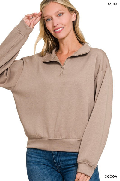 Scuba Half Zip Pullover Sweatshirt Cocoa