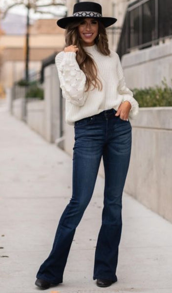 PETITE LENGTH KanCan Flare Jean Dark Wash