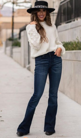 PETITE LENGTH KanCan Flare Jean Dark Wash