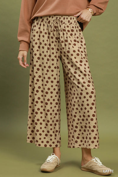 UMGEE Polka Dot Wide Leg Pant Latte
