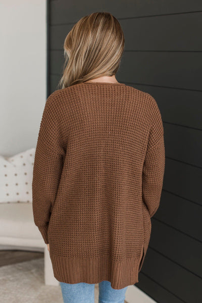 Cooler Days Cardigan Mocha Brown