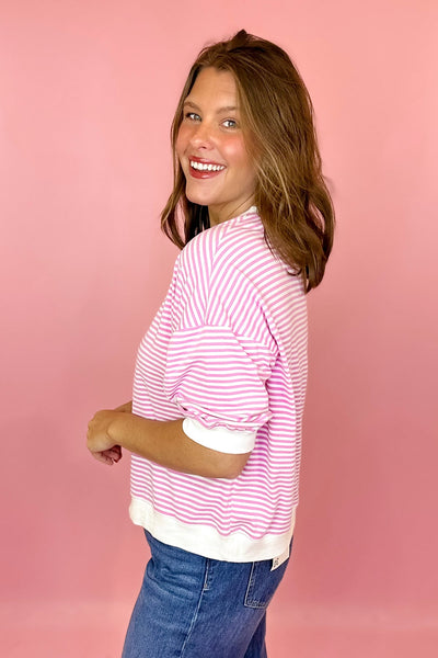 Stripe Contrast Top Pink