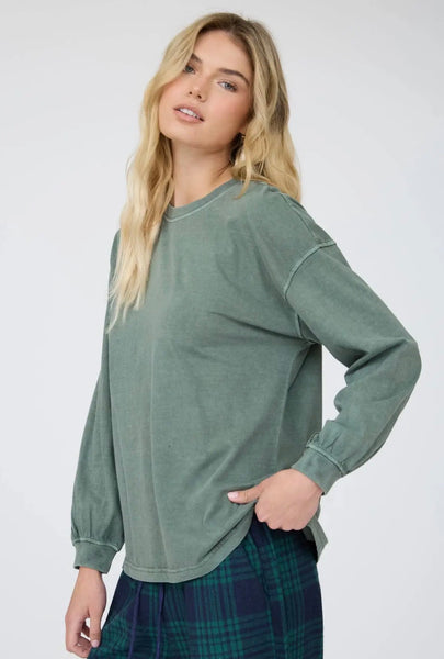 Washed Crew Long Sleeve Tee Sage