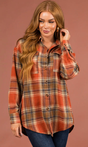 Sonoma Rust Plaid Flannel Button Down