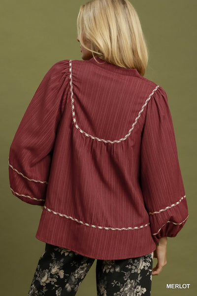 UMGEE Merlot Contrast Trim Top