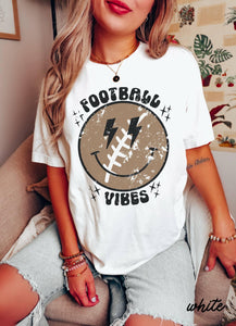 Comfort Colors Football Vibes Smiley Tee