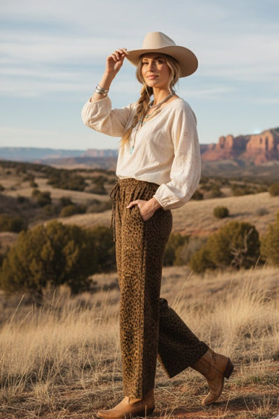 Collette Mocha Leopard Wide Leg Pant