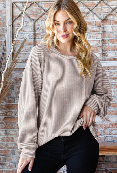 Urban Ribbed Long Sleeve Top Oatmeal