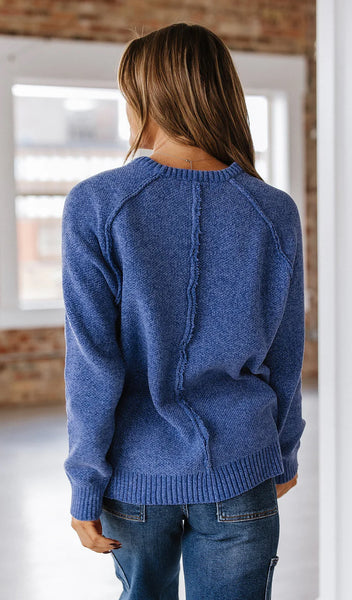 Chenille Raglan Sweater Marlin Blue