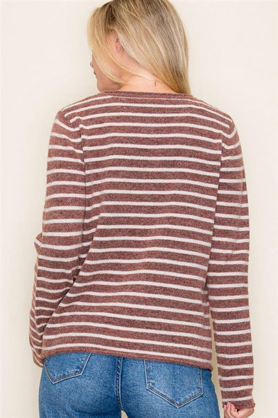 Brick Cozy Stripe Sweater