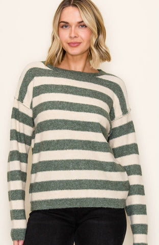 Dark Green Stripe Sutton Sweater