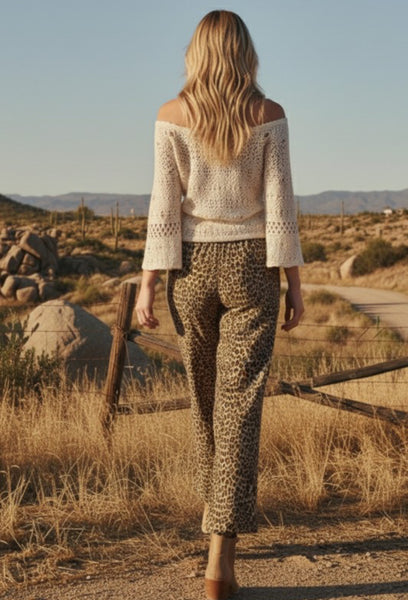 Leopard Wide Leg French Terry Pant