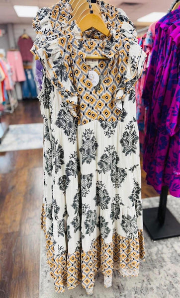 UMGEE Garden Party Midi Dress Black Mix