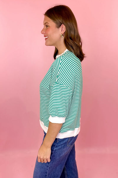 Stripe Contrast Top Green