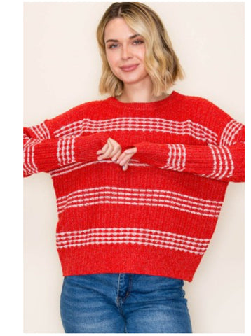 Lauren Stripe Sweater Red
