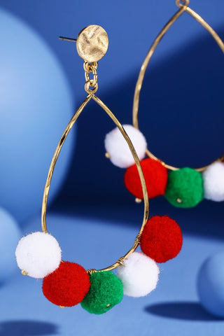 Festive Metal & Cotton Teardrop Earrings